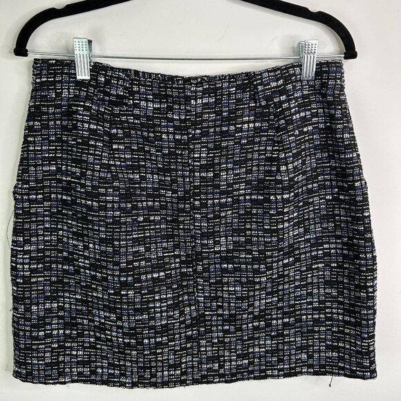 Tweed Mini Skirt Button Front Black White Blue Career Party Casual - Picture 3 of 7